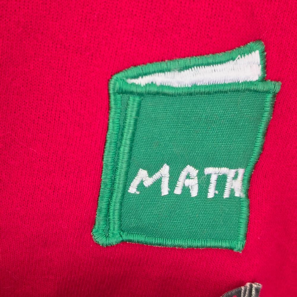 Handcrafted Unique 3XL Red Knit Teacher Core ABC Fleece Cardigan Jacket - Picture 7 of 12